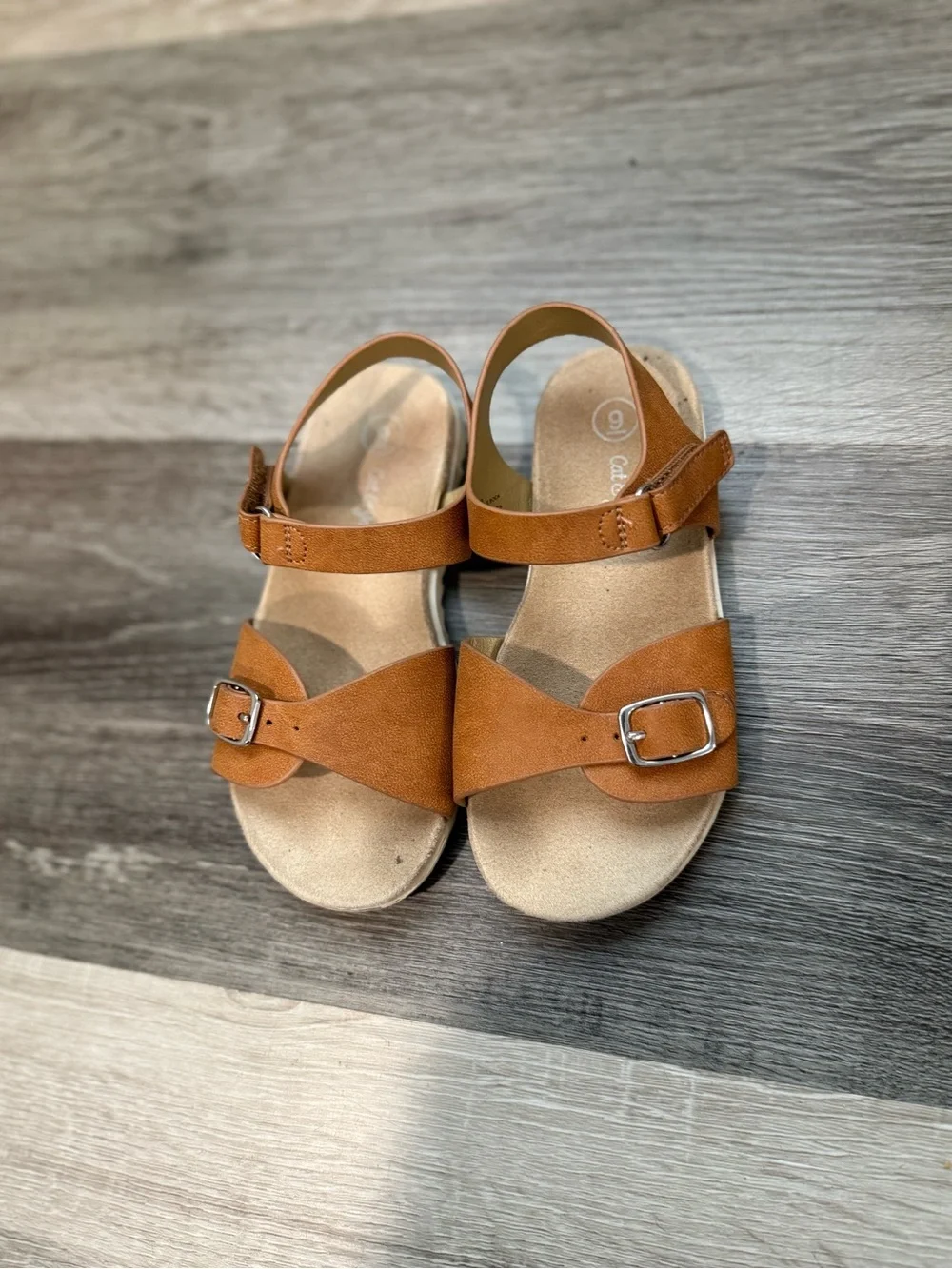 Cat & Jack Kids Tan Buckle Sandals - Comfortable Summer Shoes